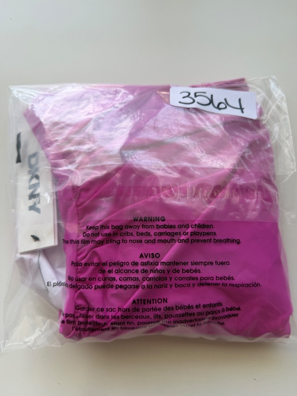 DKNY Womens Standard Triangle Shirred Carnation Pink Halter One Piece Swimsuit - Picture 8 of 8